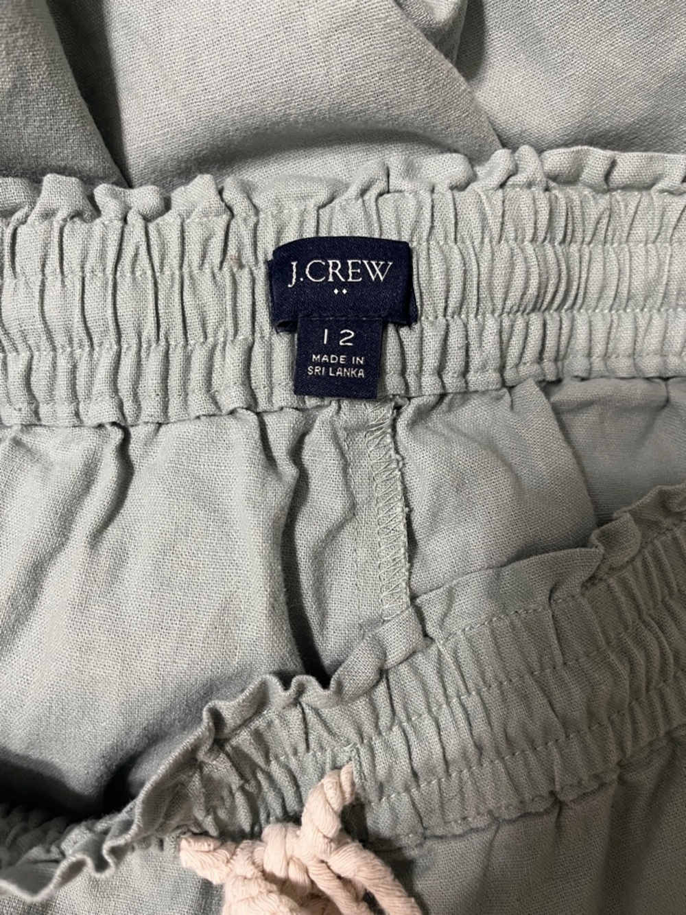 J. Crew Factory Linen Cotton Blend Wide Leg Paper Bag Trousers Sz 12 - Picture 5 of 7